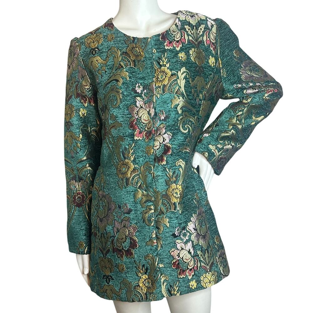 Peck & Peck Embroidered Mid Length Brocade Jacket L Vintage
